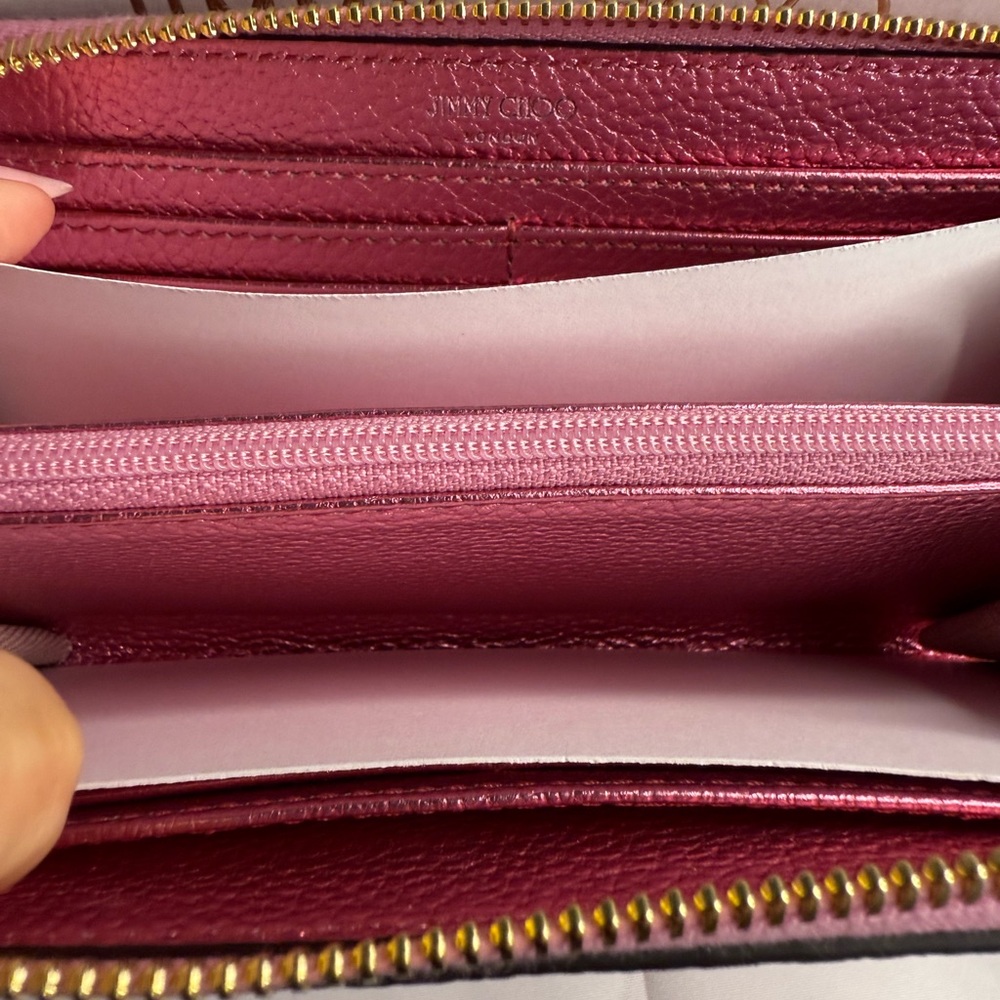 NIB Jimmy Choo Pink Metallic Bettina Leather Continental Wallet - Picture 4 of 9